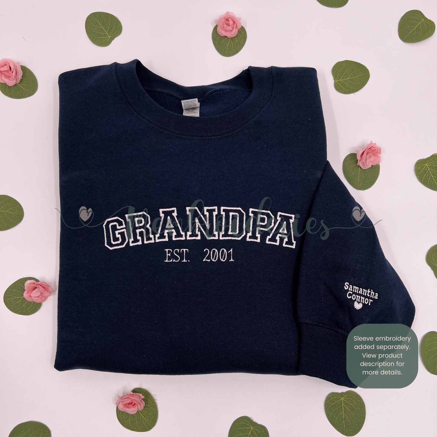 Custom Vintage Style Collegiate Text Embroidered Sweatshirt