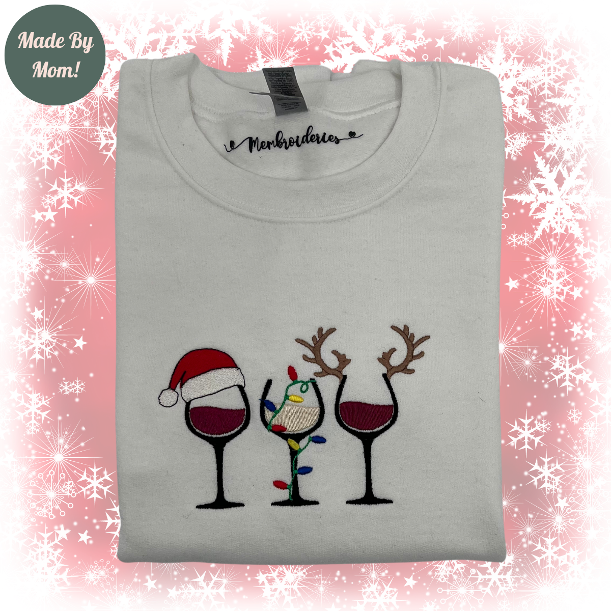 Christmas Wine Glass Set Sweatshirt