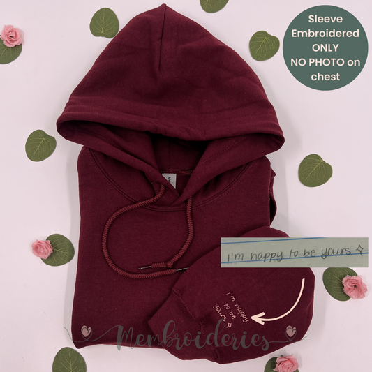 Handwriting Sample Sleeve Membroidered Hoodie