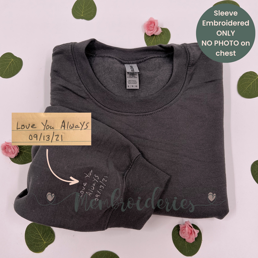 Handwriting Sample Sleeve Membroideried Sweatshirt