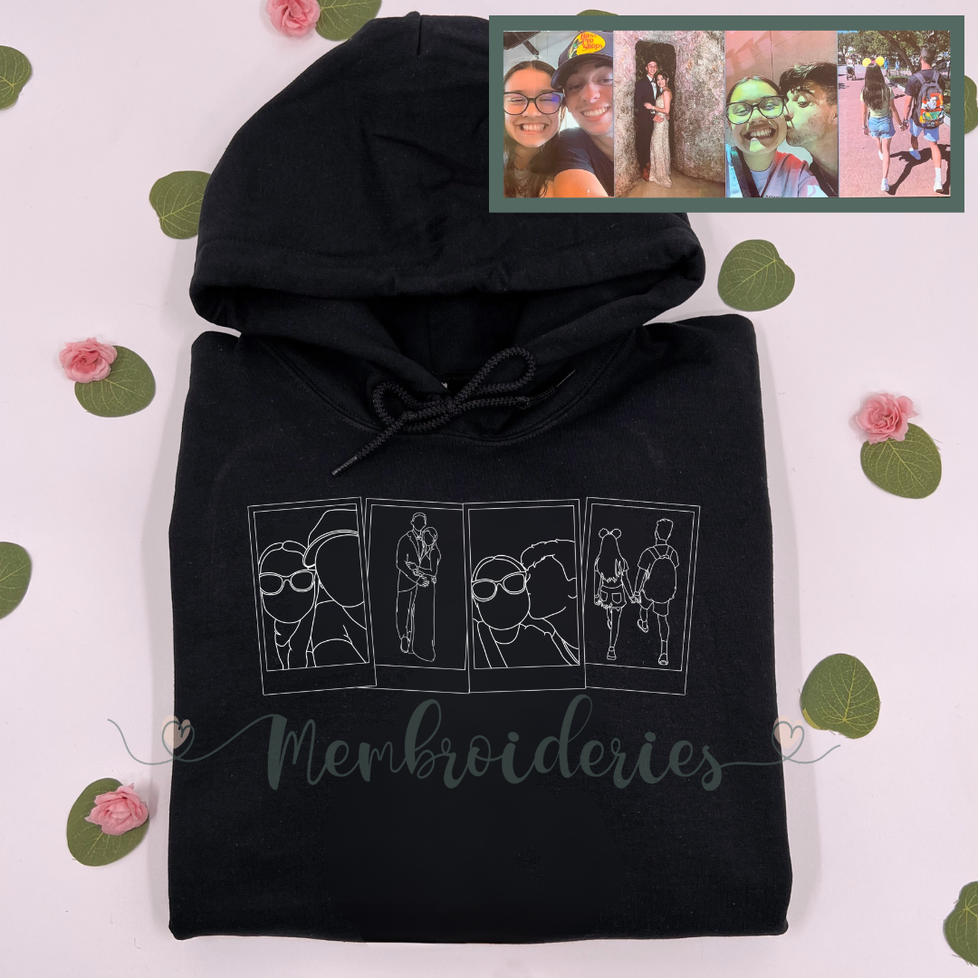 Polaroid Photo Collage Custom Membroidered Hoodie