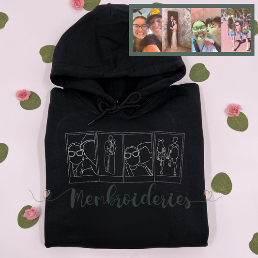 Polaroid Photo Collage Custom Membroidered Hoodie