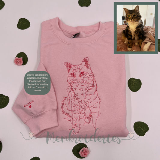 Custom OUTLINE Pet Portrait Membroidered Sweatshirt