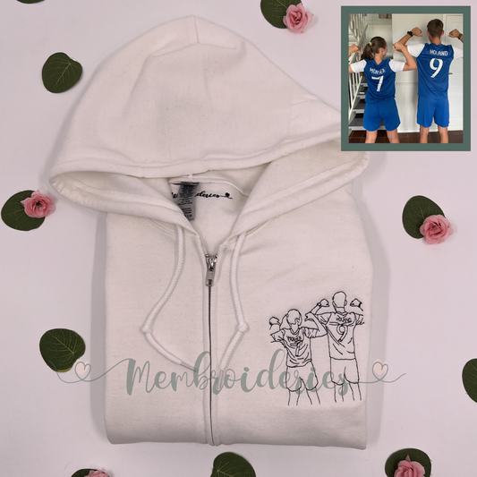 Custom Photo Membroidered Zip-Up Hoodie