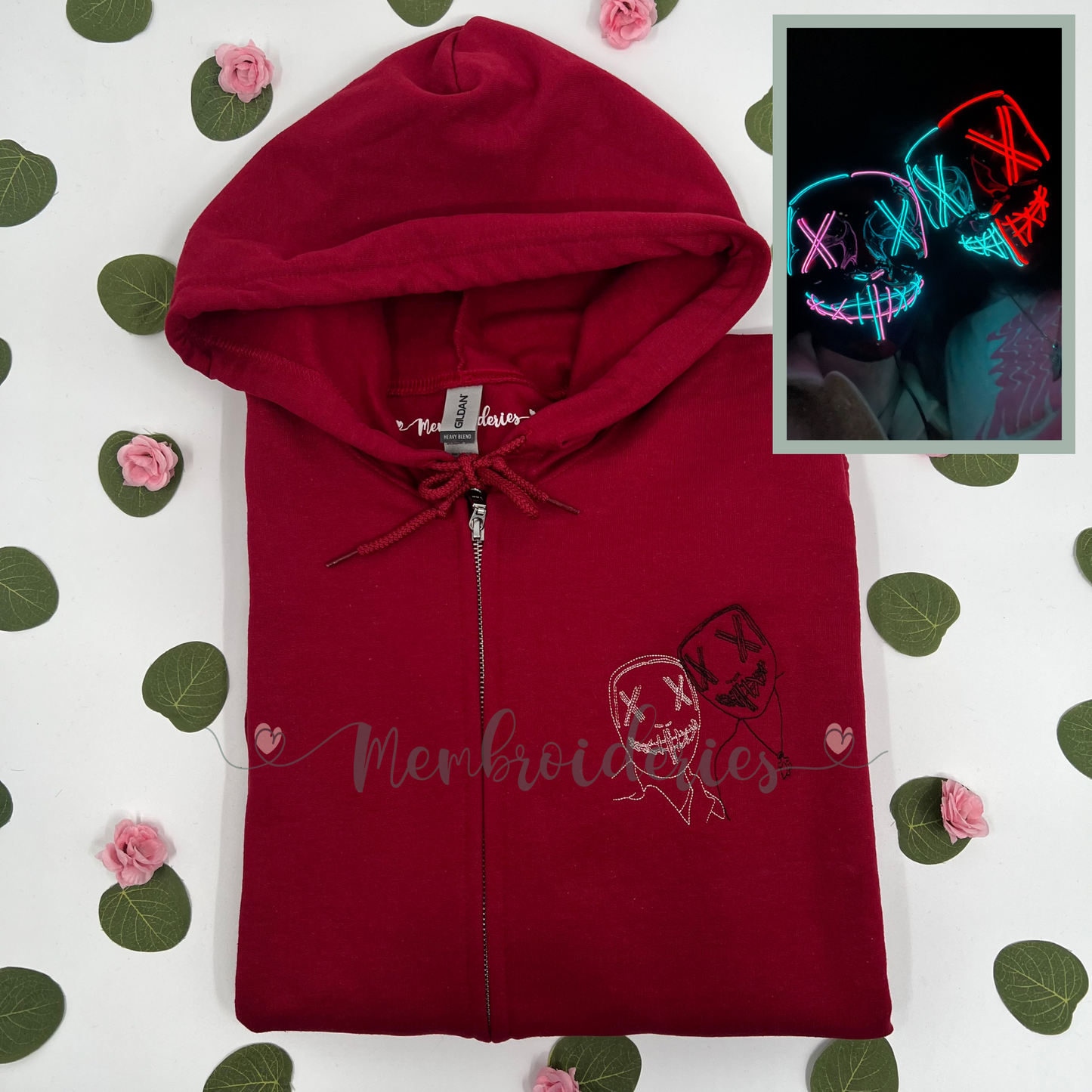 Custom Photo Membroidered Zip-Up Hoodie