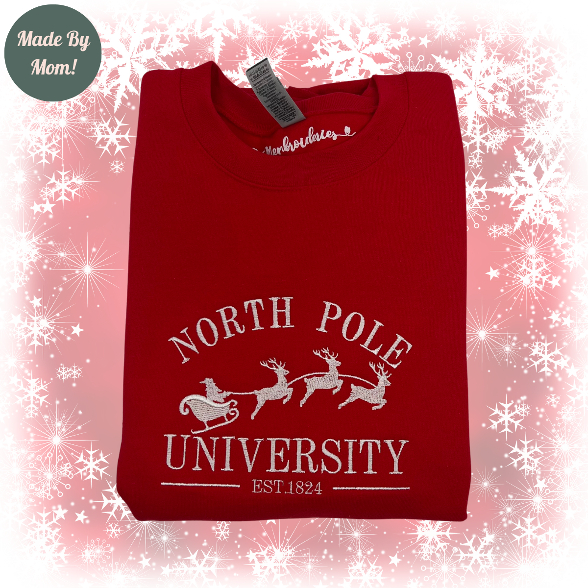 North Pole University Embroidered Sweatshirt or Hoodie