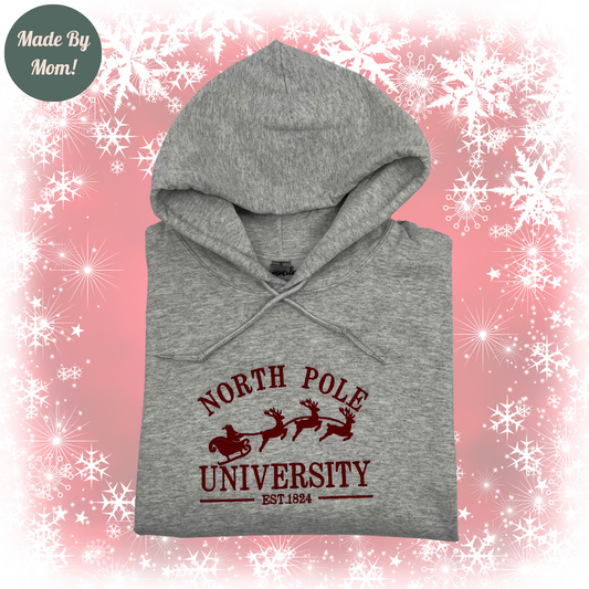 North Pole University Embroidered Sweatshirt or Hoodie