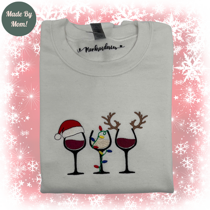 Christmas Wine Glass Set Sweatshirt