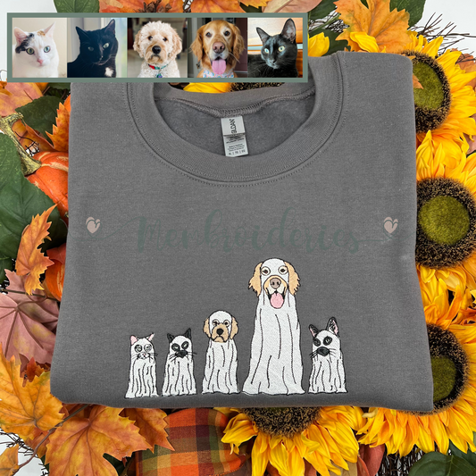 Custom Ghost Pet Halloween Membroidered Sweatshirt