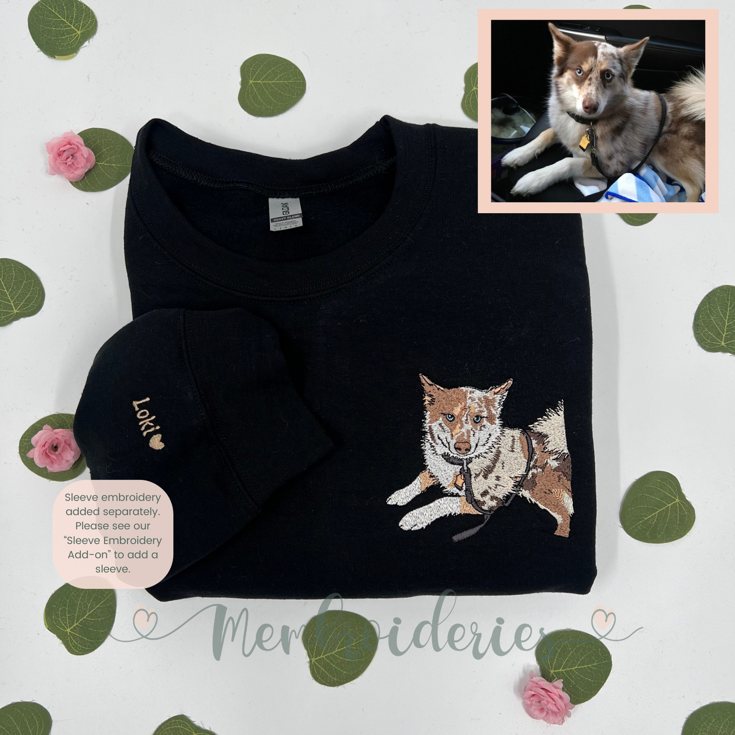 Custom FULL COLOR Pet Portrait Membroidered Sweatshirt