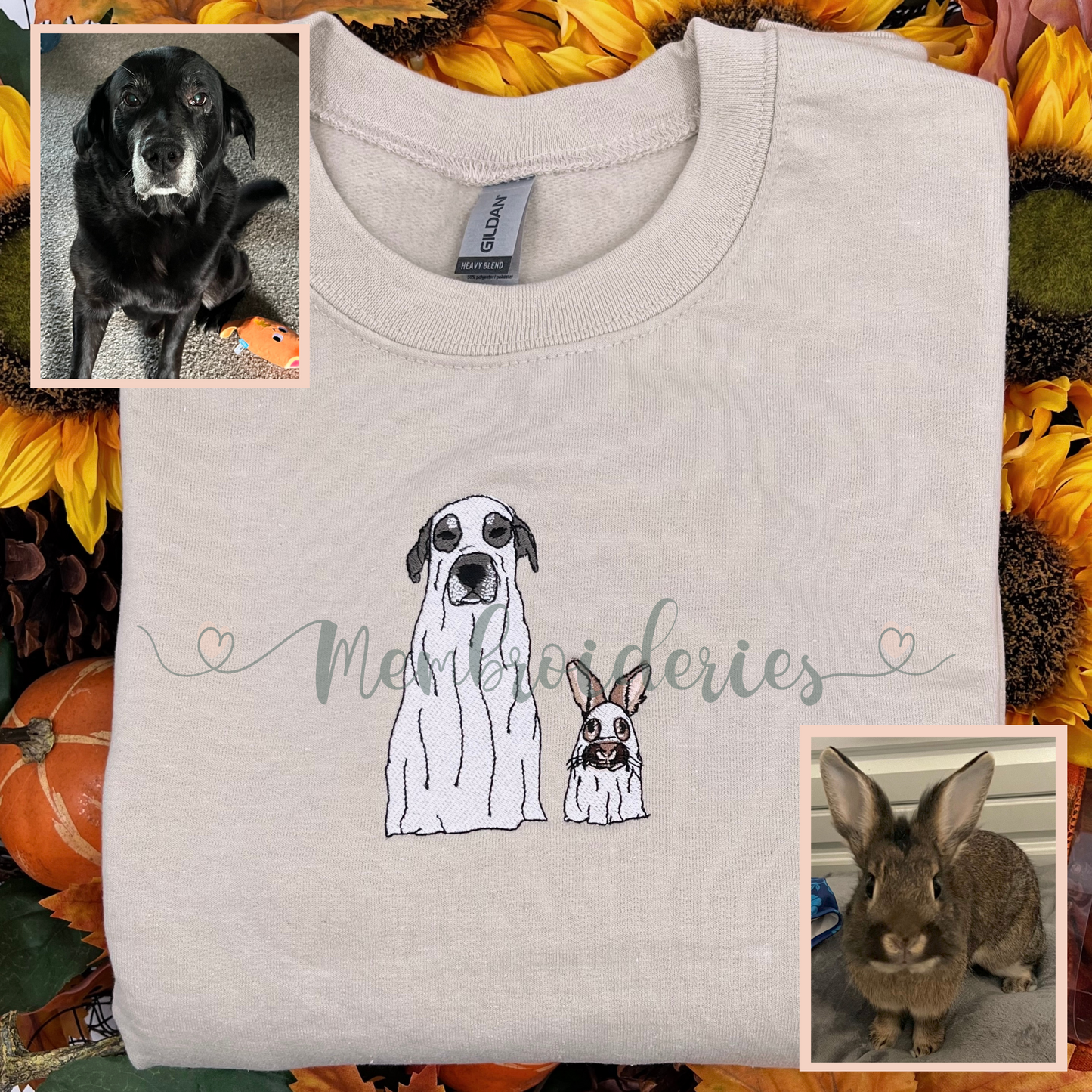 Custom Ghost Pet Halloween Membroidered Sweatshirt